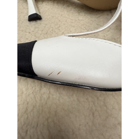 Coutgo Womens Kitten Heels Slingback Pumps Closed‎ Pointed Toe Two Tone Ankle 6 - Picture 6 of 10